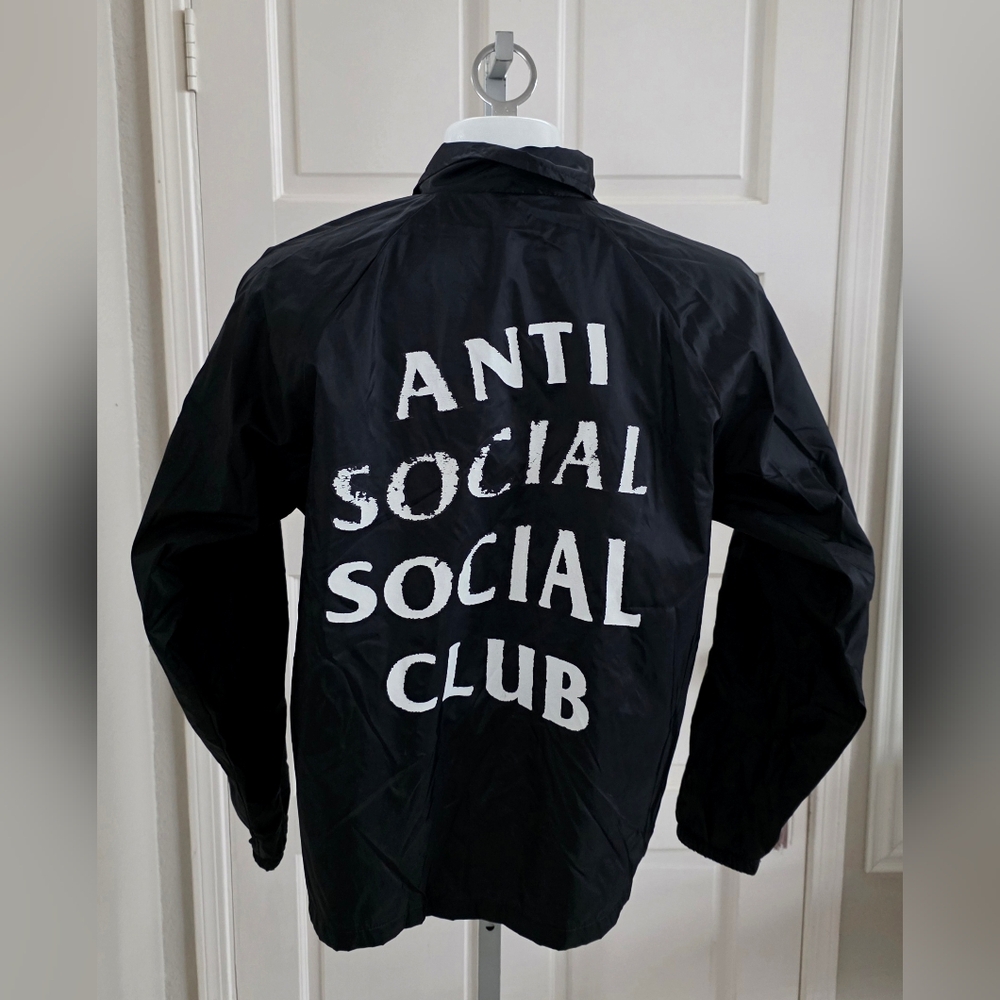 Anti Social Social Club Coaches Jacket Big Logo Made in USA Bluack Size - Medium